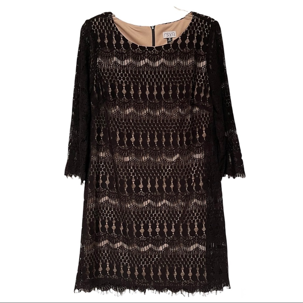 RSVP Jennie Scalloped Lace Dress Black